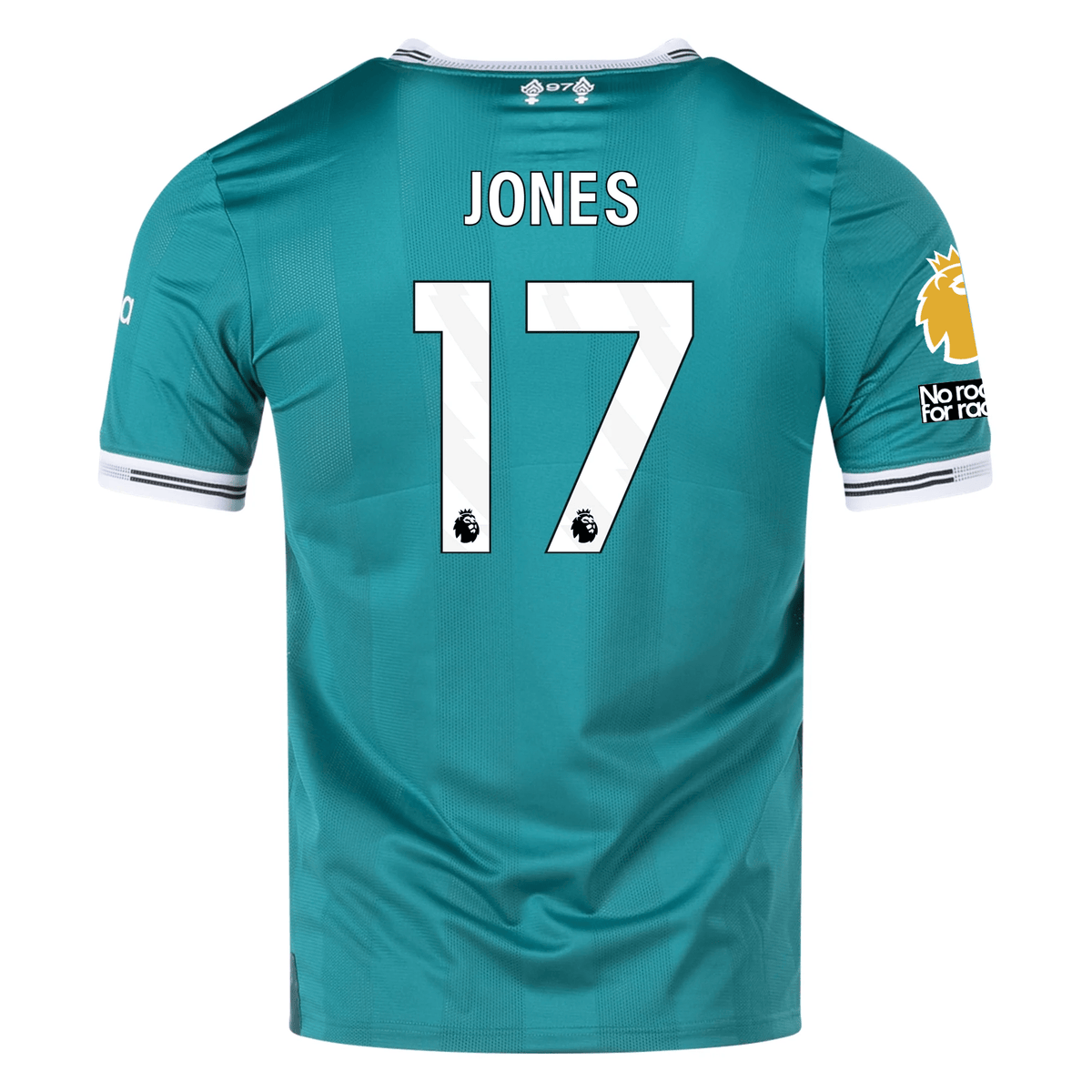 adidas Liverpool FC Authentic Curtis Jones Third Jersey w/ EPL + No Room For Racism Patches 25/26 (Sea Green) | SoccerWearhouse