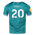 adidas Liverpool FC Authentic Diogo J. Third Jersey w/ EPL + No Room For Racism Patches 25/26 (Sea Green)