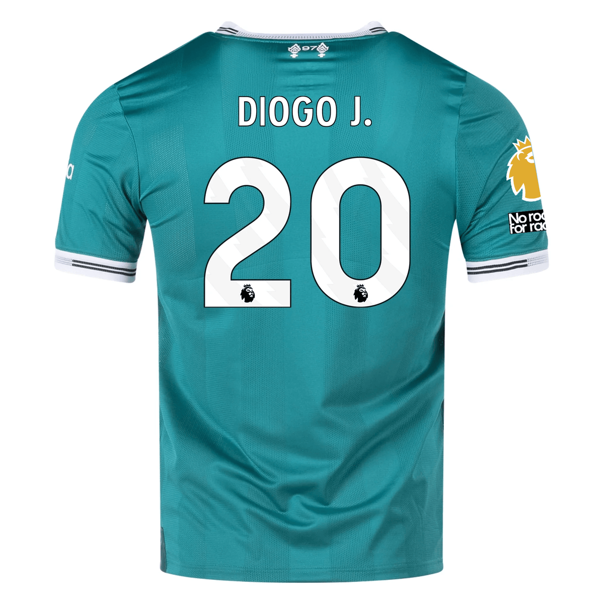 adidas Liverpool FC Authentic Diogo J. Third Jersey w/ EPL + No Room For Racism Patches 25/26 (Sea Green) | SoccerWearhouse