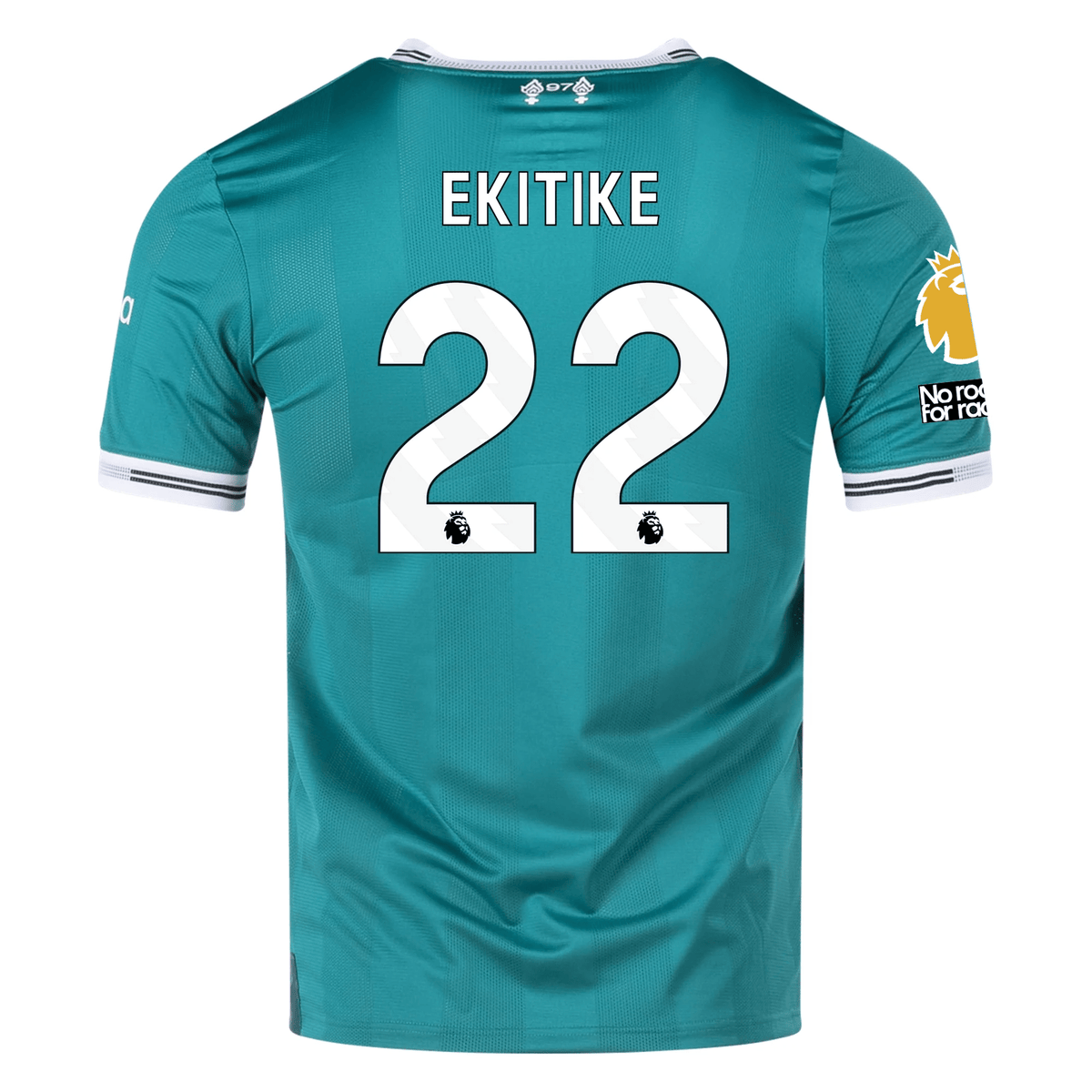 adidas Liverpool FC Authentic Hugo Ekitike Third Jersey w/ EPL + No Room For Racism Patches 25/26 (Sea Green) | SoccerWearhouse