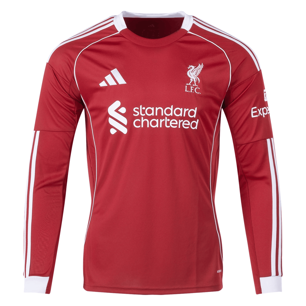 adidas Liverpool Home Long Sleeve Jersey 25/26 (Strawberry Red) | SoccerWearhouse