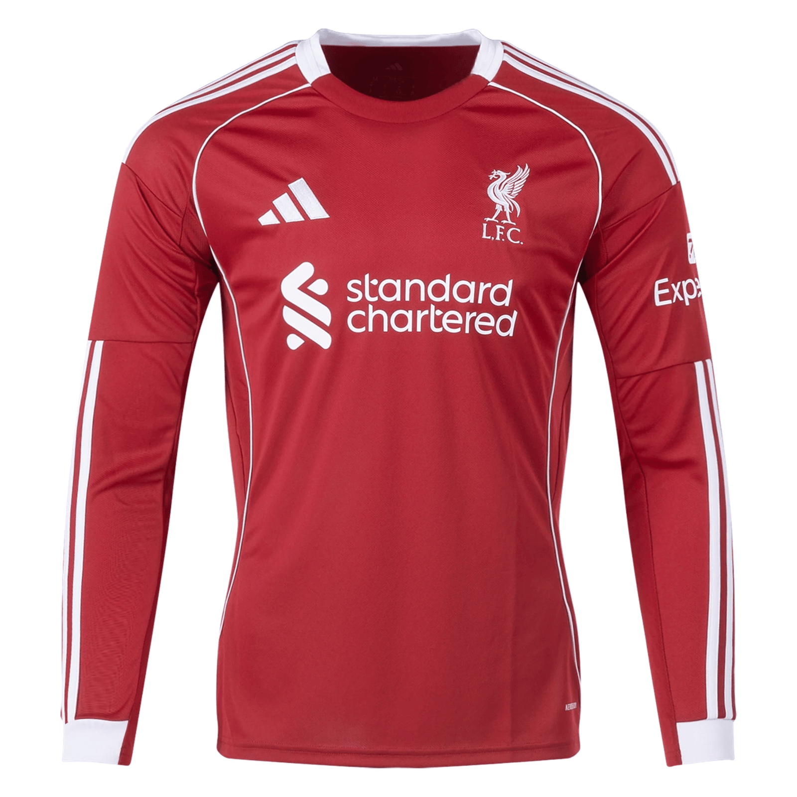 adidas Liverpool Home Long Sleeve Jersey 25/26 (Strawberry Red) | SoccerWearhouse
