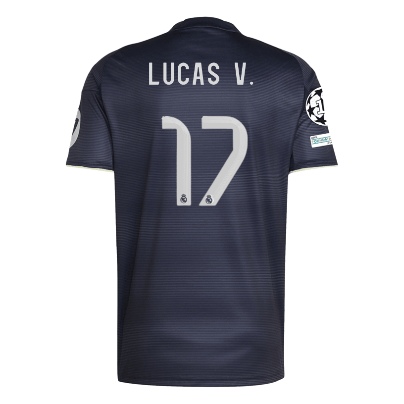adidas Lucas V. Real Madrid 25/26 Away Jersey w/ Champions League Patches (Legend Ink) | SoccerWearhouse