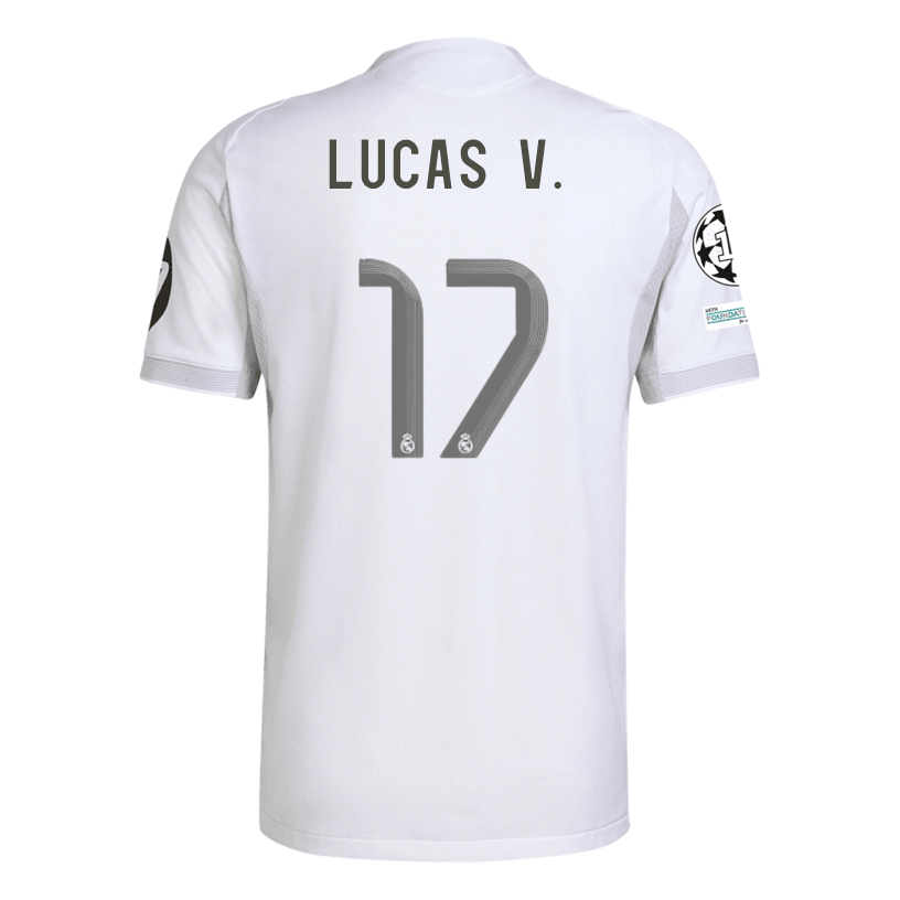 adidas Lucas Vásquez Real Madrid 25/26 Home Jersey w/ Champions League Patches (White) | SoccerWearhouse