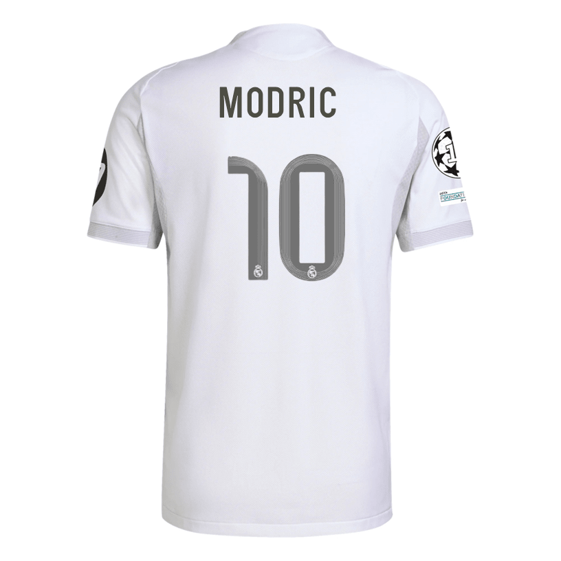 adidas Luka Modric Real Madrid 25/26 Home Jersey w/ Champions League Patches (White) | SoccerWearhouse