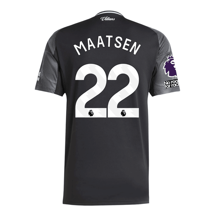 adidas Maatsen Men's Aston Villa 25/26 Away Jersey w/ EPL + NRFR Patches (Black/Global Blue) | SoccerWearhouse