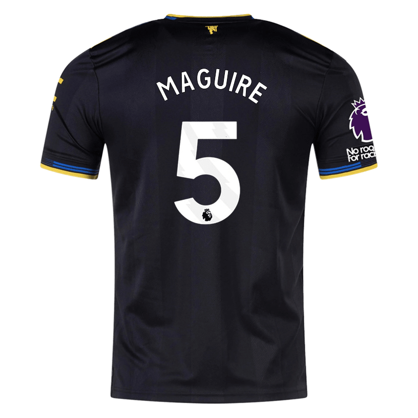 adidas Maguire Men's Manchester United Authentic Third Jersey 25/26 w/ NRFR + EPL Patches (Black) | SoccerWearhouse