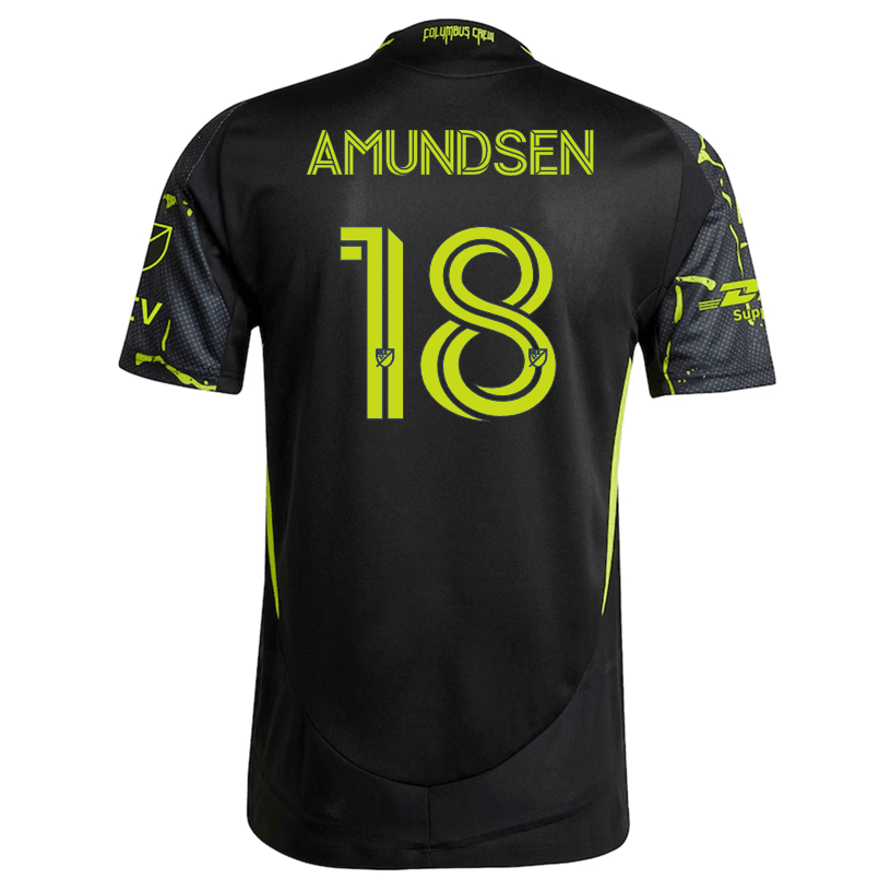 adidas Malte Amundsen Columbus Crew Authentic Away Jersey w/ MLS Patches 25/26 (Black/Yellow) | SoccerWearhouse