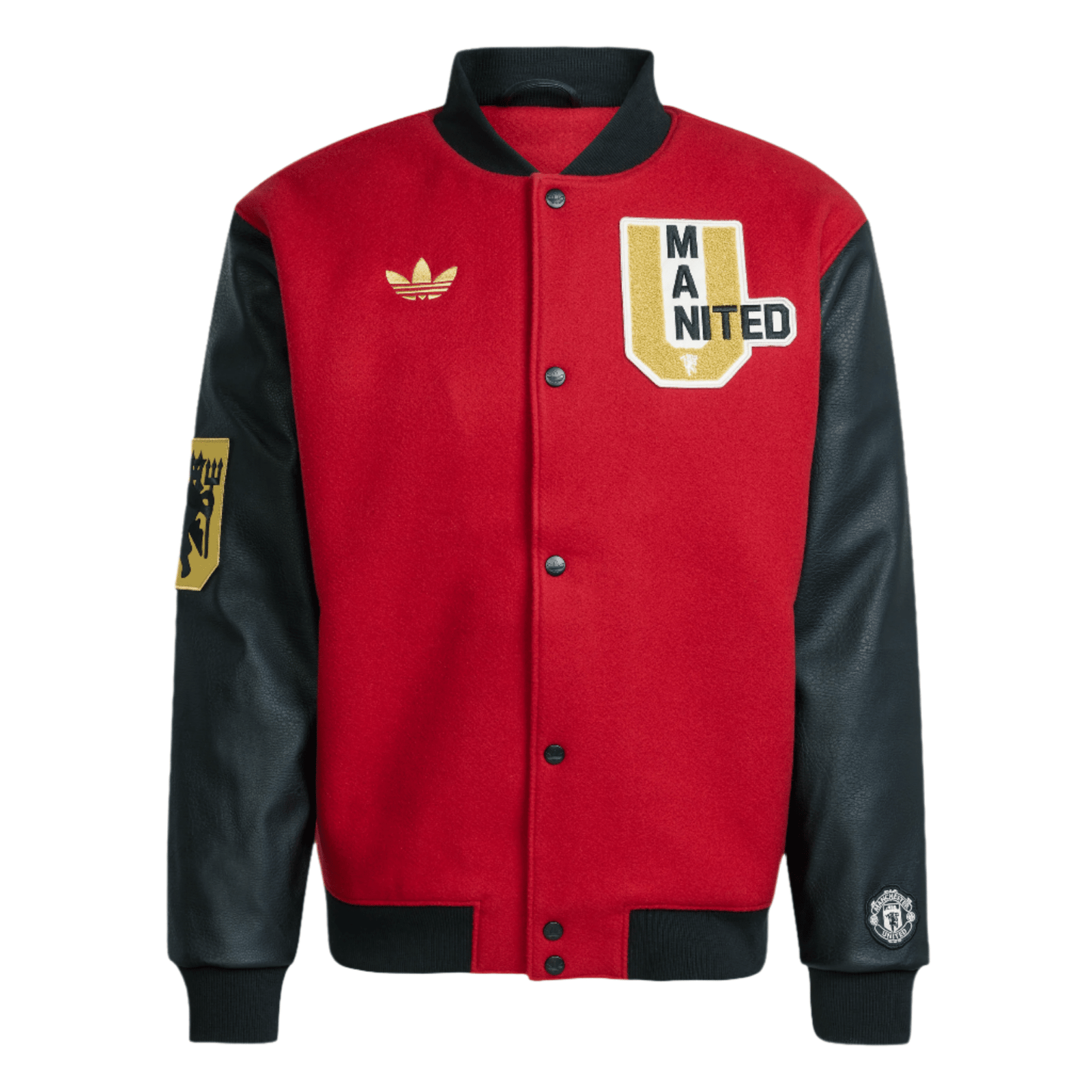 adidas Manchester United 24/25 Letterman Jacket (Red/Black) | SoccerWearhouse