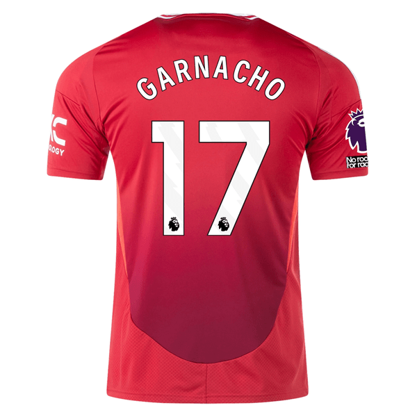 adidas Manchester United Alejandro Garnacho Home Jersey w/ EPL + No Room For Racism 24/25 (MUFC Red) | SoccerWearhouse