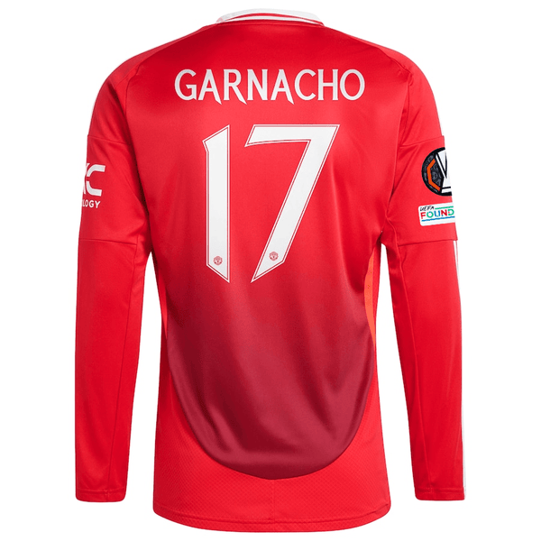 adidas Manchester United Alejandro Garnacho Long Sleeve Home Jersey w/