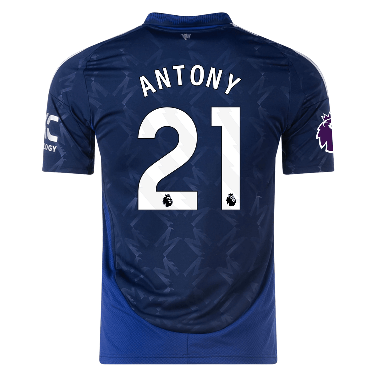 adidas Manchester United Antony Away Jersey w/ EPL Patch 24/25 (Night Indigo) | SoccerWearhouse