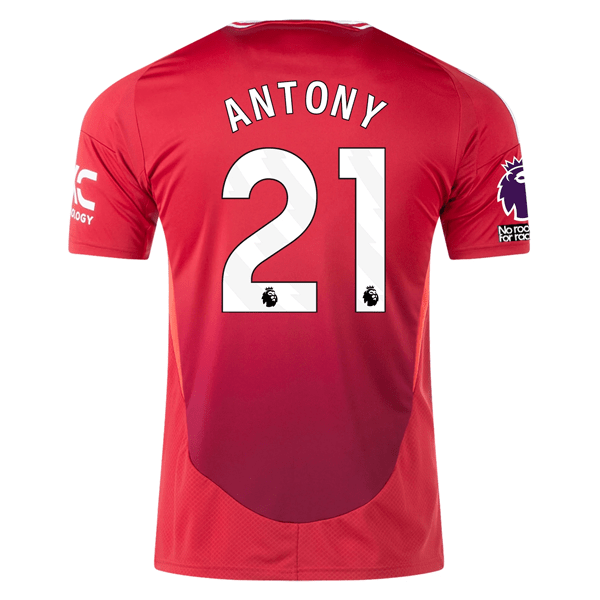 adidas Manchester United Antony Home Jersey w/ EPL + No Room For Racism 24/25 (MUFC Red) | SoccerWearhouse