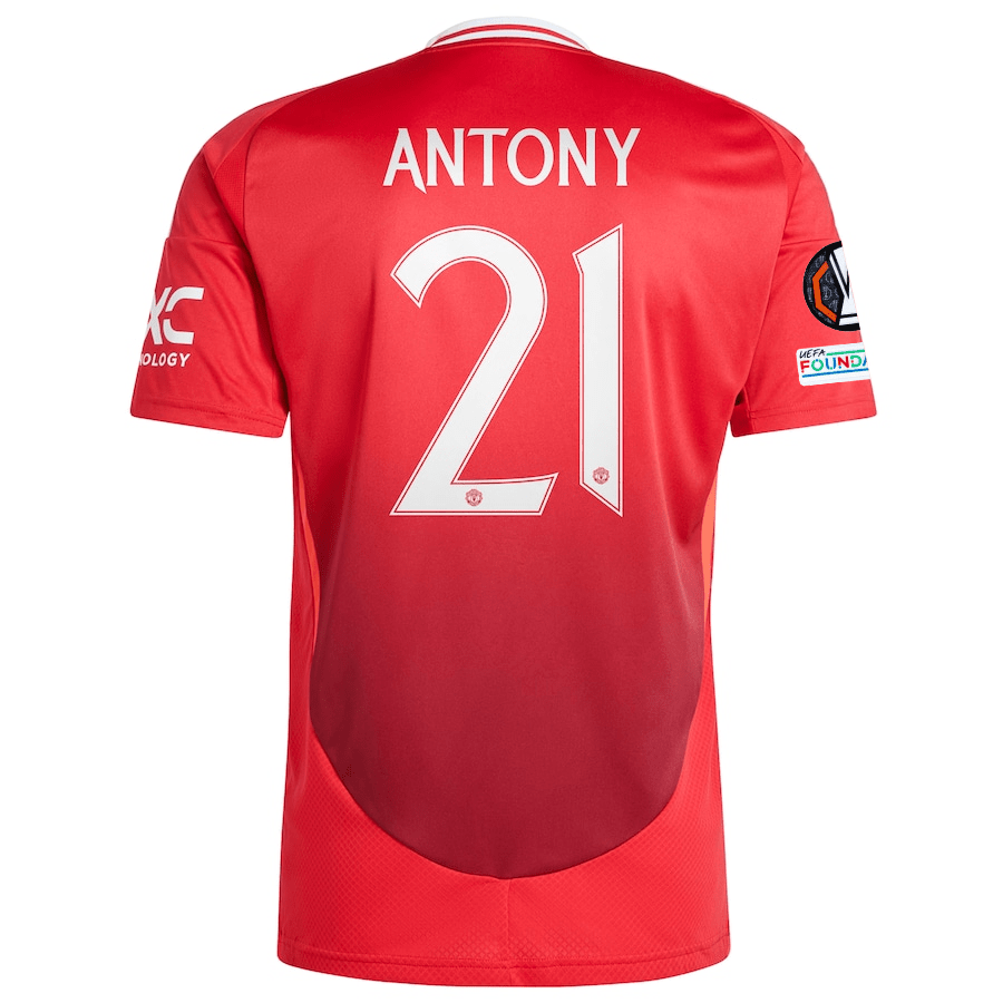 adidas Manchester United Antony Home Jersey w/ Europa League Patches 24/25 (MUFC Red) | SoccerWearhouse