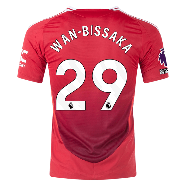 adidas Manchester United Authentic Aaron Wan - Bissaka Home Jersey w/ EPL + No Room For Racism Patches 24/25 (MUFC Red/Bright Red) | SoccerWearhouse