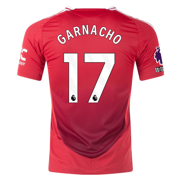 adidas Manchester United Authentic Alejandro Garnacho Home Jersey w/ EPL + No Room For Racism Patches 24/25 (MUFC Red/Bright Red) | SoccerWearhouse