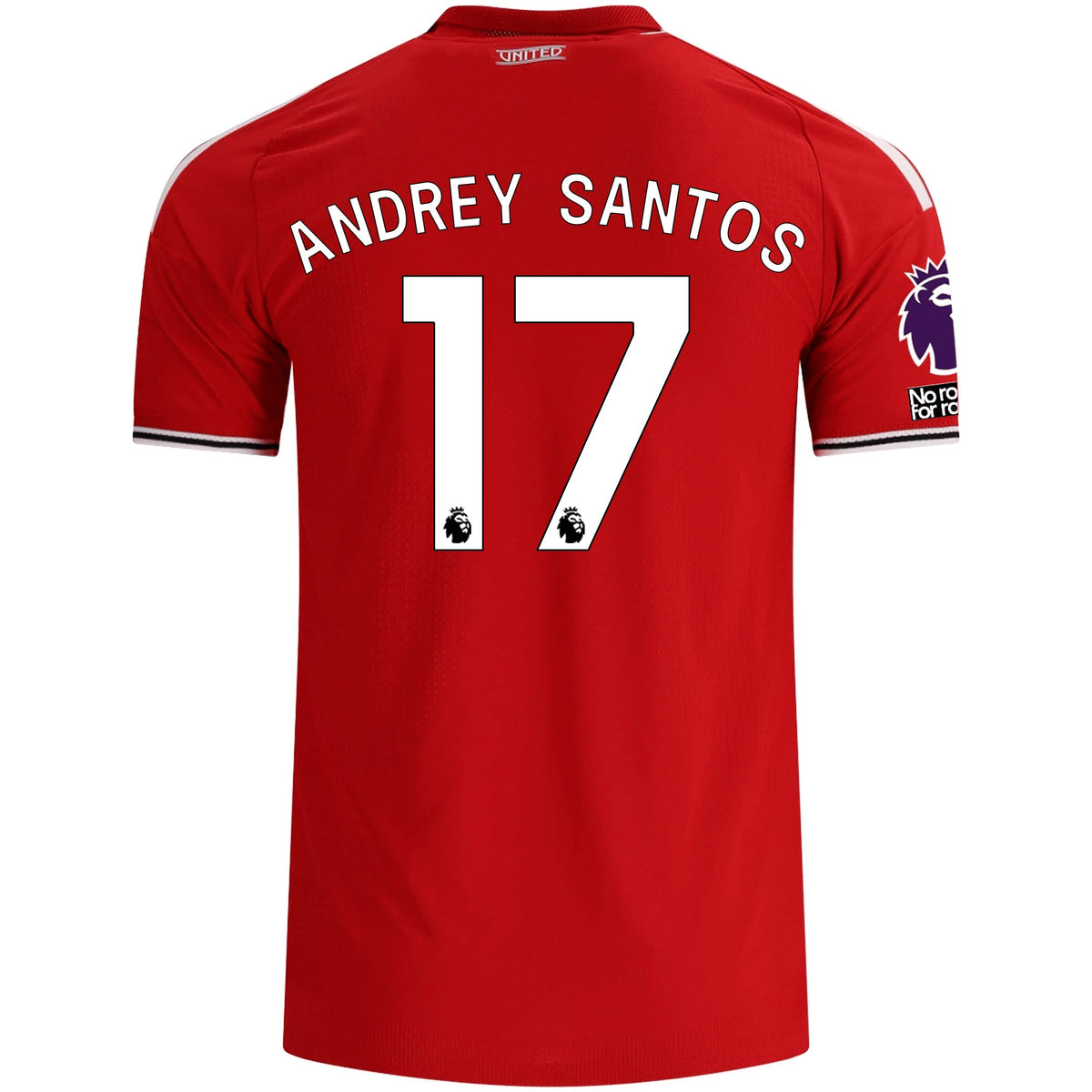 adidas Manchester United Authentic Andrey Santos Home Jersey w/ EPL + No Room For Racism Patches 26/27 (Red) | SoccerWearhouse
