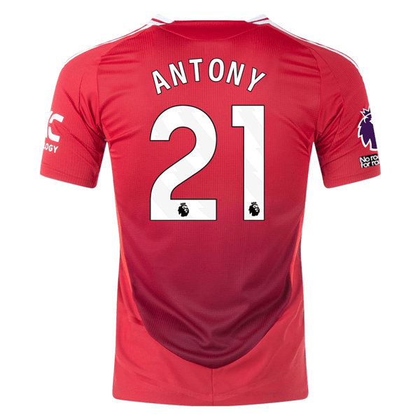 adidas Manchester United Authentic Antony Home Jersey w/ EPL + No Room For Racism Patches 24/25 (MUFC Red/Bright Red) | SoccerWearhouse