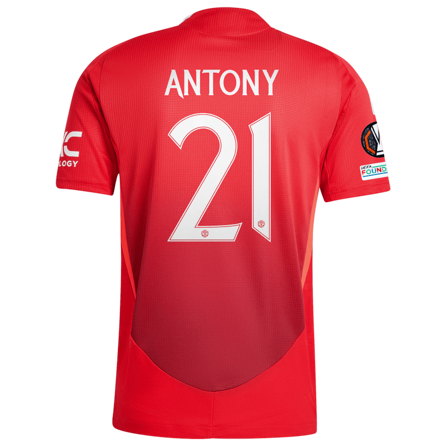 adidas Manchester United Authentic Antony Home Jersey w/ Europa League Patches 24/25 (MUFC Red/Bright Red) | SoccerWearhouse