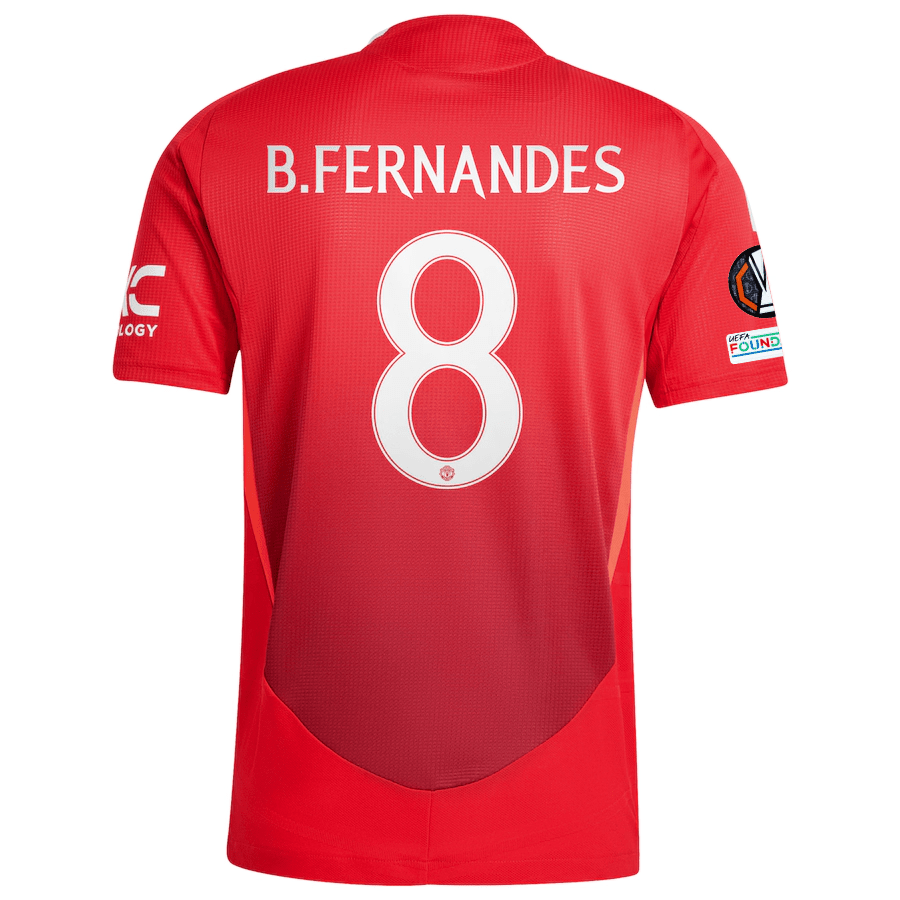 adidas Manchester United Authentic Bruno Fernandes Home Jersey w/ Europa League Patches 24/25 (MUFC Red/Bright Red) | SoccerWearhouse