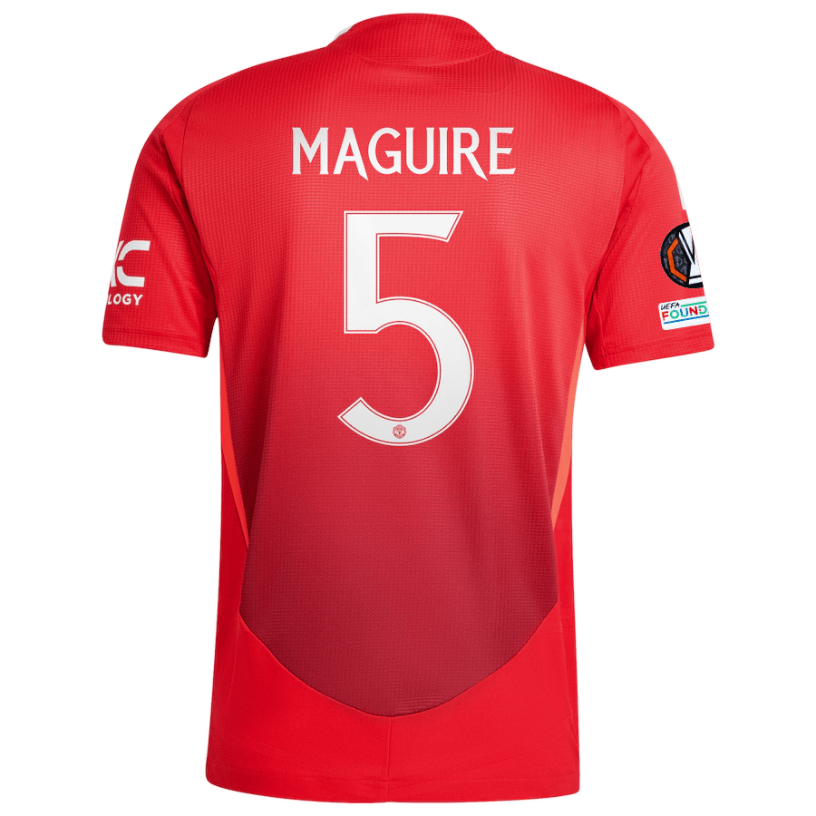 adidas Manchester United Authentic Harry Maguire Home Jersey w/ Europa League Patches 24/25 (MUFC Red/Bright Red) | SoccerWearhouse