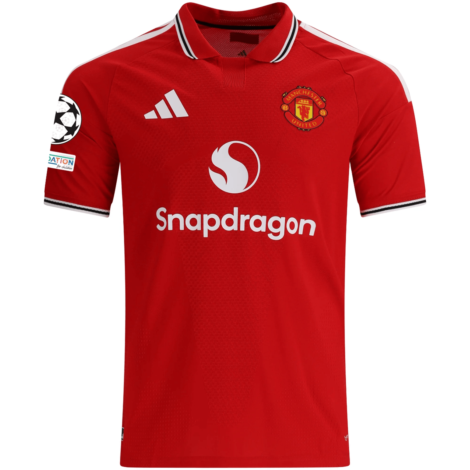 adidas Manchester United Authentic Home Jersey w/ Champions League Patches 26/27 (Red) | SoccerWearhouse