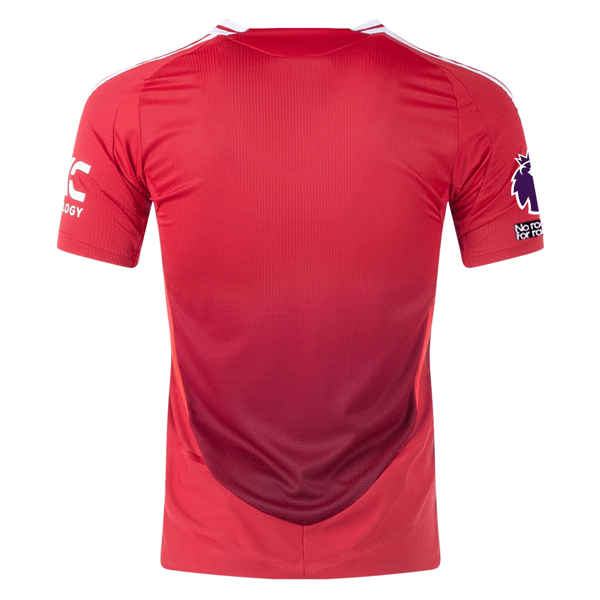 adidas Manchester United Authentic Matthijs De Ligt Home Jersey w/ EPL + No Room For Racism Patches 24/25 (MUFC Red/Bright Red) | SoccerWearhouse