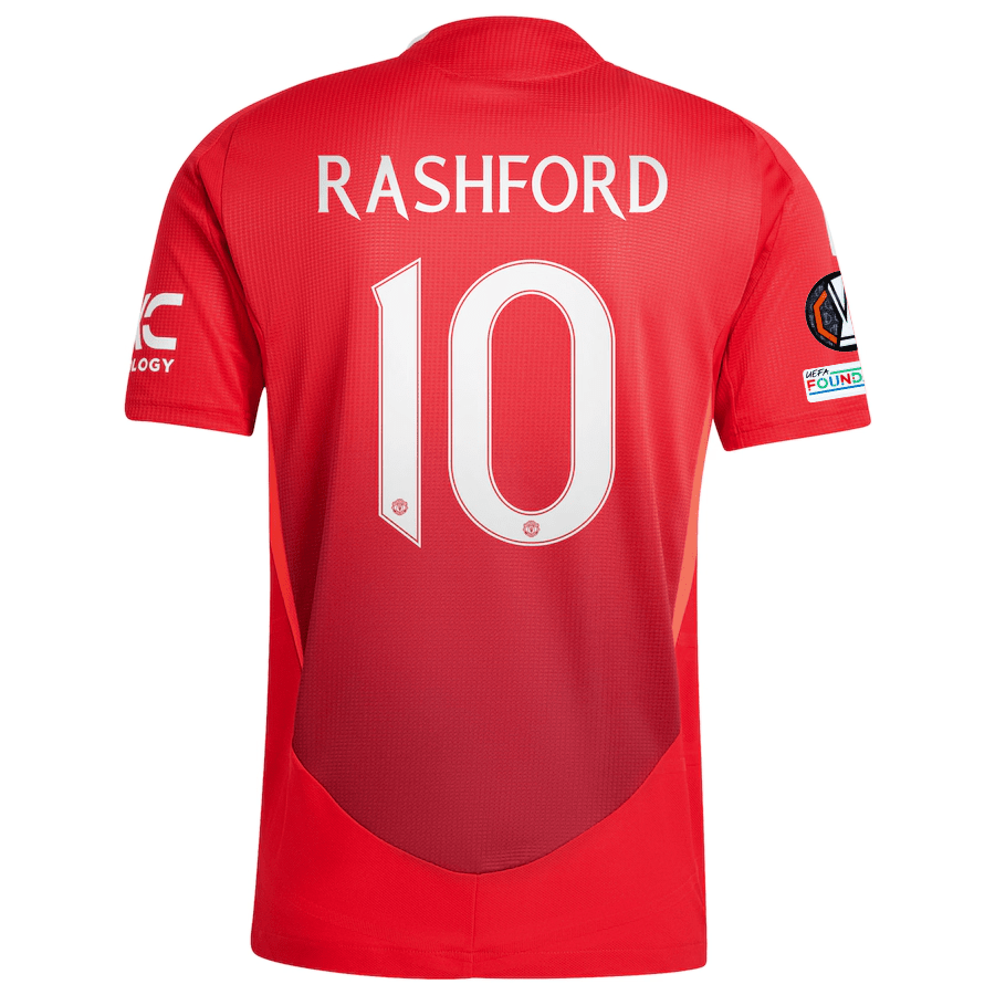 adidas Manchester United Authentic Marcos Rashford Home Jersey w/ Europa League Patches 24/25 (MUFC Red/Bright Red) | SoccerWearhouse