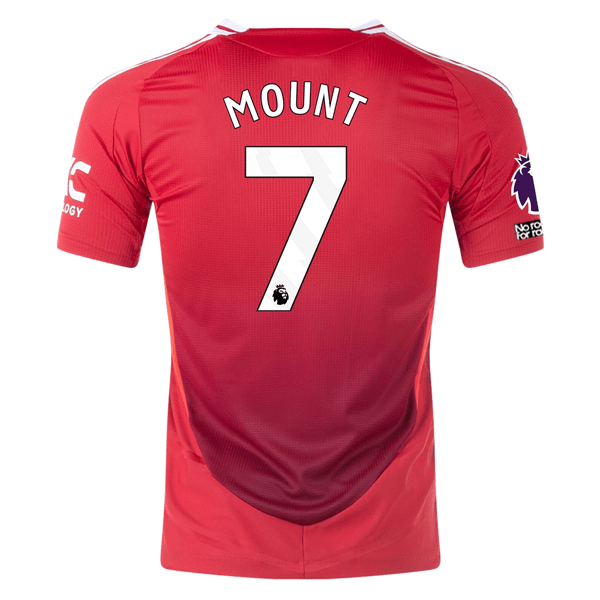 adidas Manchester United Authentic Mason Mount Home Jersey w/ EPL + No Room For Racism Patches 24/25 (MUFC Red/Bright Red) | SoccerWearhouse