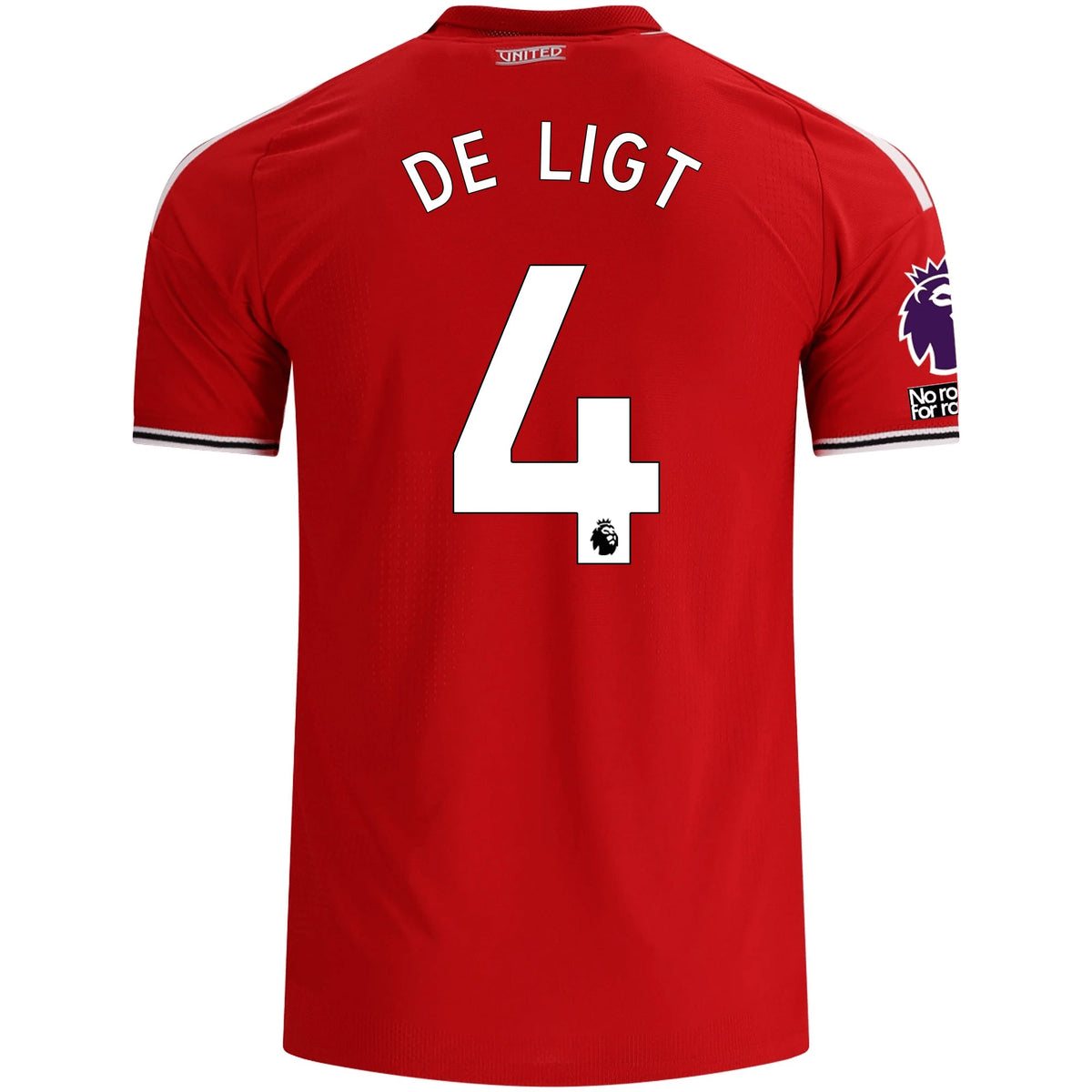 adidas Manchester United Authentic Matthijs de Ligt Home Jersey w/ EPL + No Room For Racism Patches 26/27 (Red) | SoccerWearhouse
