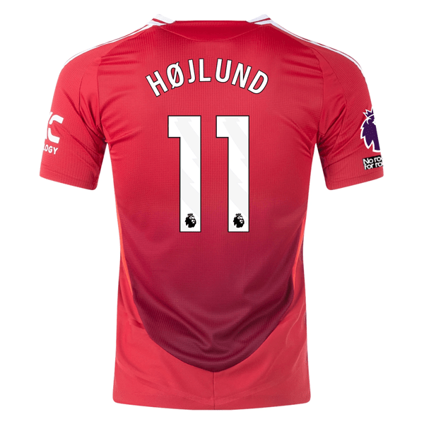 adidas Manchester United Authentic Rasmus Højlund Home Jersey w/ EPL + No Room For Racism Patches 24/25 (MUFC Red/Bright Red) | SoccerWearhouse