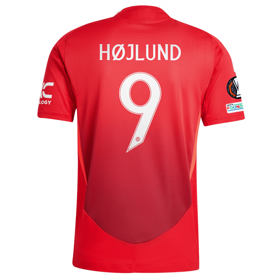 adidas Manchester United Authentic Rasmus Højlund Home Jersey w/ Europa League Patches 24/25 (MUFC Red/Bright Red) | SoccerWearhouse