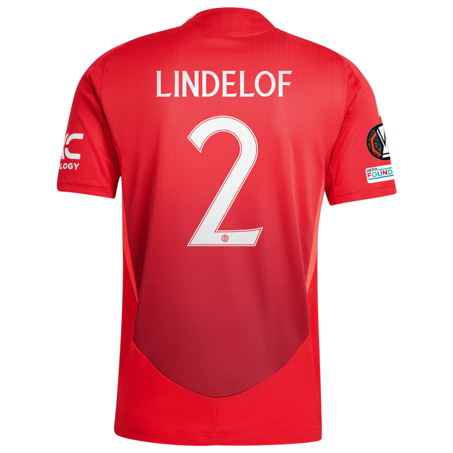 adidas Manchester United Authentic Victor Lindelof Home Jersey w/ Europa League Patches 24/25 (MUFC Red/Bright Red) | SoccerWearhouse