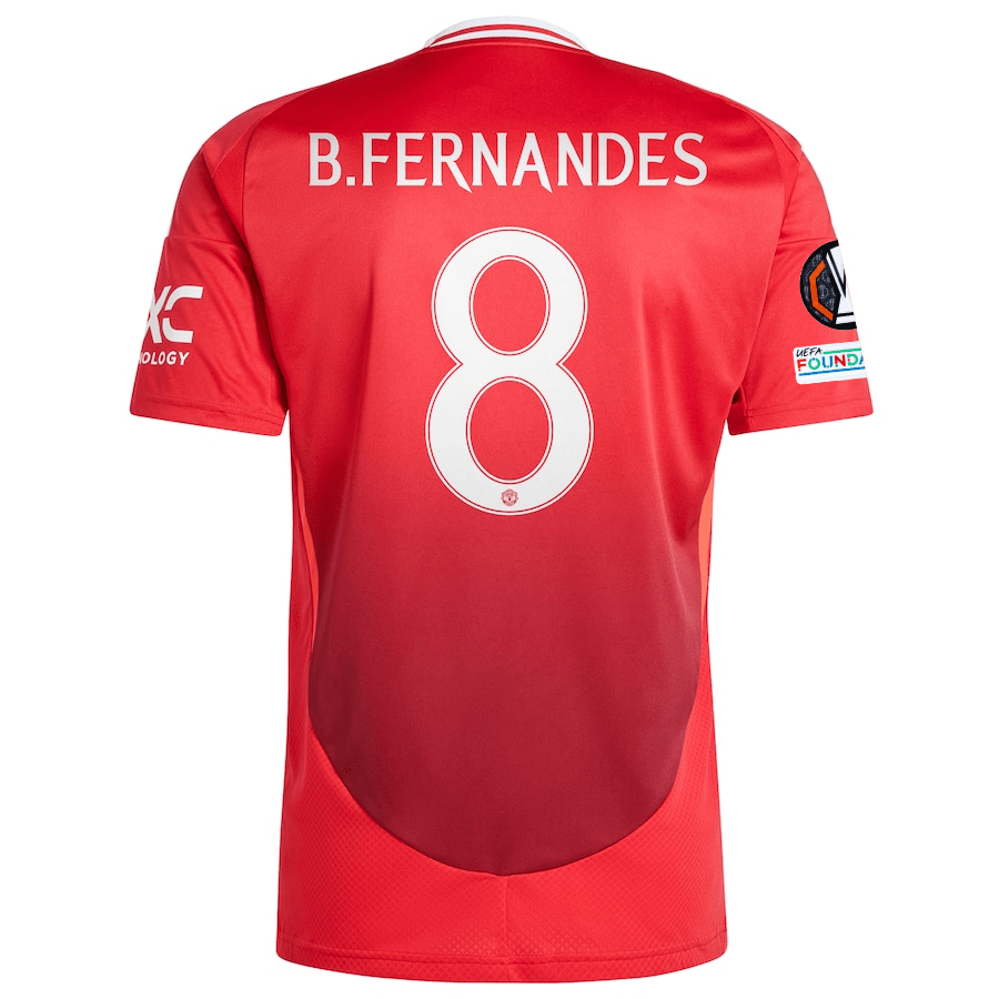 adidas Manchester United Bruno Fernandes Home Jersey w/ Europa League Patches 24/25 (MUFC Red) | SoccerWearhouse
