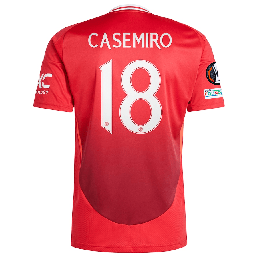 adidas Manchester United Casemiro Home Jersey w/ Europa League Patches 24/25 (MUFC Red) | SoccerWearhouse