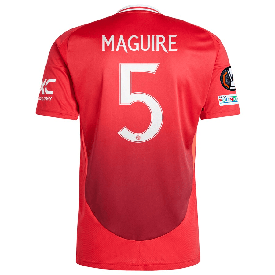 adidas Manchester United Harry Maguire Home Jersey w/ Europa League Patches 24/25 (MUFC Red) | SoccerWearhouse