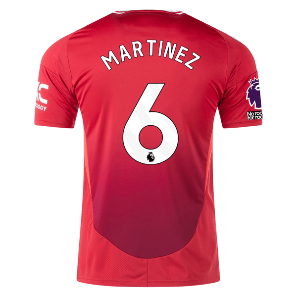 adidas Manchester United Lisandro Martinez Home Jersey w/ EPL + No Room For Racism 24/25 (MUFC Red) | SoccerWearhouse
