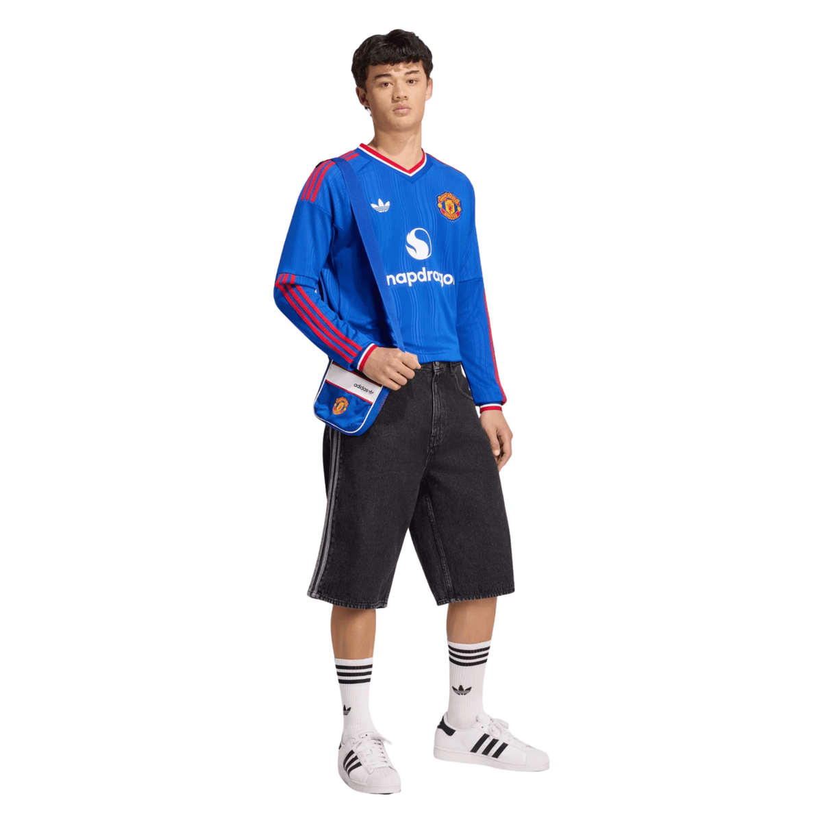 adidas Manchester United Long Sleeve Away Jersey 26/27 (Blue) | SoccerWearhouse