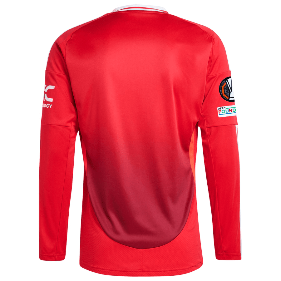 adidas Manchester United Long Sleeve Home Jersey w/ Europa League Patches 24/25 (Red) | SoccerWearhouse