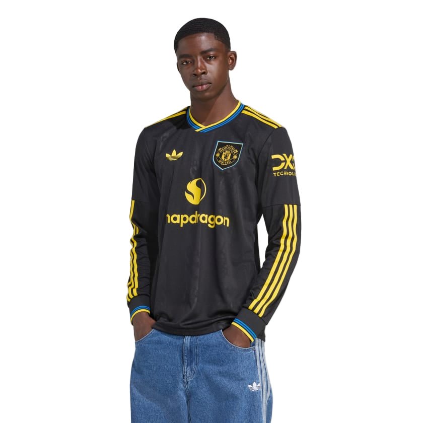 adidas Manchester United Long Sleeve Third Jersey 25/26 (Black) | SoccerWearhouse