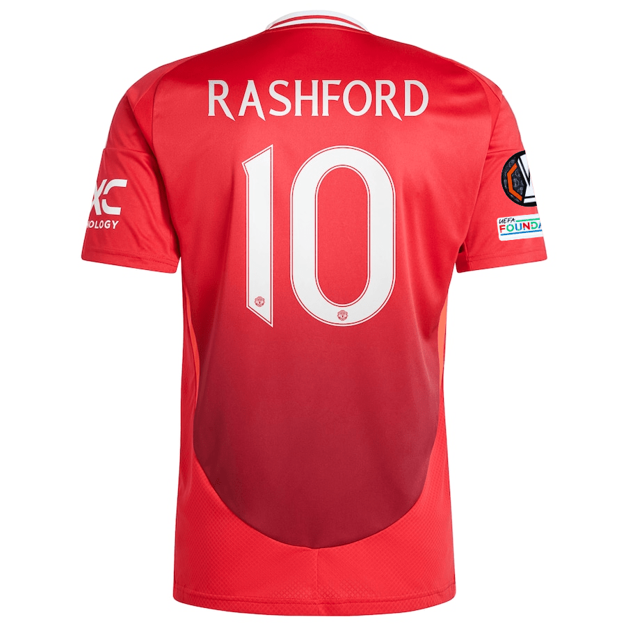 adidas Manchester United Marcus Rashford Home Jersey w/ Europa League Patches 24/25 (MUFC Red) | SoccerWearhouse