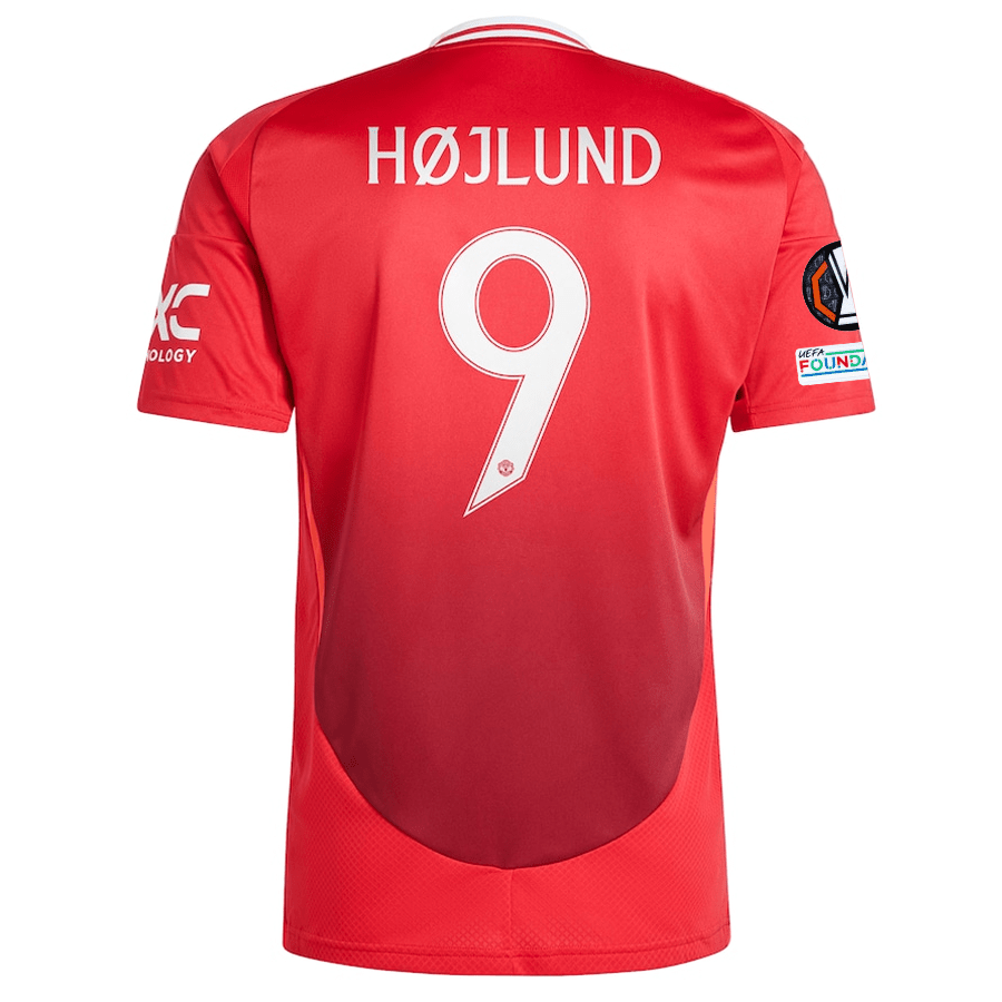 adidas Manchester United Rasmus Højlund Home Jersey w/ Europa League Patches 24/25 (MUFC Red) | SoccerWearhouse