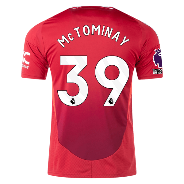 adidas Manchester United Scott McTominay Home Jersey w/ EPL + No Room For Racism 24/25 (MUFC Red) | SoccerWearhouse