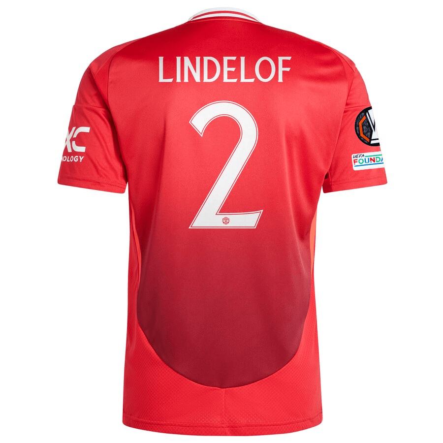 adidas Manchester United Victor Lindelof Home Jersey w/ Europa League Patches 24/25 (MUFC Red) | SoccerWearhouse
