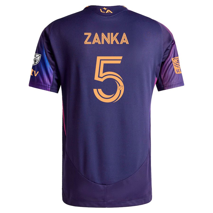 adidas Mathias Zanka LA Galaxy Authentic Away Jersey w/ MLS + Apple TV + RBC Sponsor 25/26 (Purple) | SoccerWearhouse