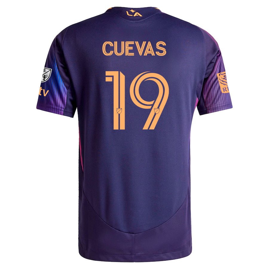 adidas Mauricio Cuevas LA Galaxy Authentic Away Jersey w/ MLS + Apple TV + RBC Sponsor 25/26 (Purple) | SoccerWearhouse