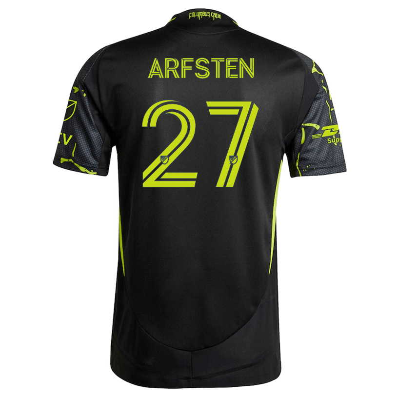 adidas Max Arfsten Columbus Crew Authentic Away Jersey w/ MLS Patches 25/26 (Black/Yellow) | SoccerWearhouse
