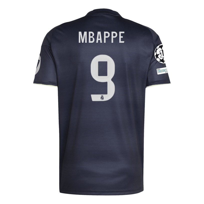 adidas Mbappé Real Madrid 25/26 Away Jersey w/ Champions League Patches (Legend Ink) | SoccerWearhouse