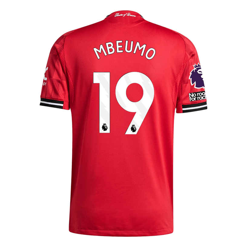 adidas Mbeumo Men's Manchester United Authentic Home Jersey 25/26 w/ NRFR + EPL Patch (Red) | SoccerWearhouse