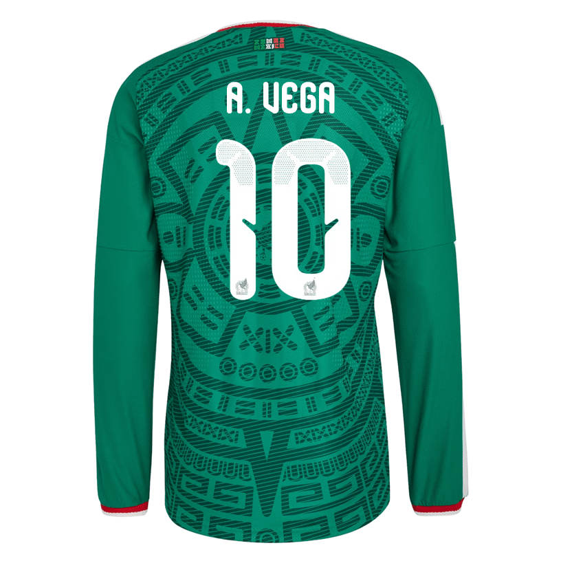 adidas Men's A. Vega Mexico Long-Sleeve Authentic Home Jersey 2026 (Bo